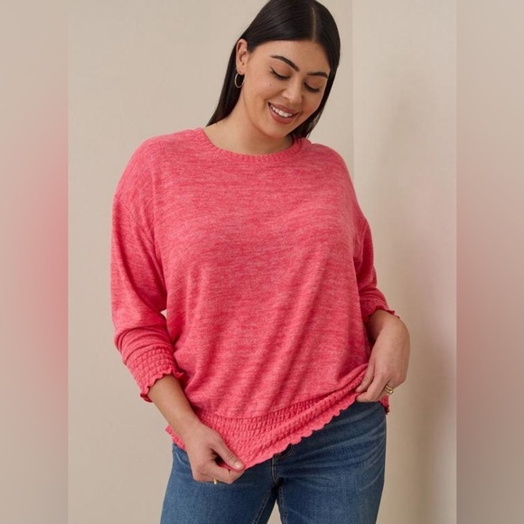 Torrid Relaxed Fit Super Soft Plush Drop Shoulder Smocked Bottom Sweatshirt 4x - Picture 1 of 12